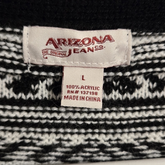 Arizona Jeans Black And White Western Poncho With Fringe Size Large - Picture 3 of 5